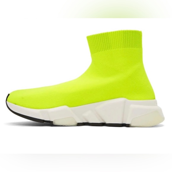 Like New Men’s Size 11 Balenciaga Speed Trainers With BB Print Yellow/Limelight - Picture 2 of 12